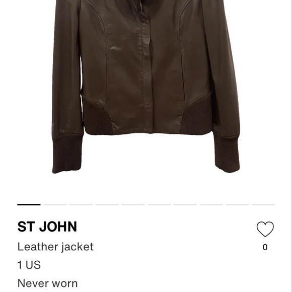 St. John Lambskin Brown Leather Jacket-Never Worn New without Tags - Picture 4 of 8